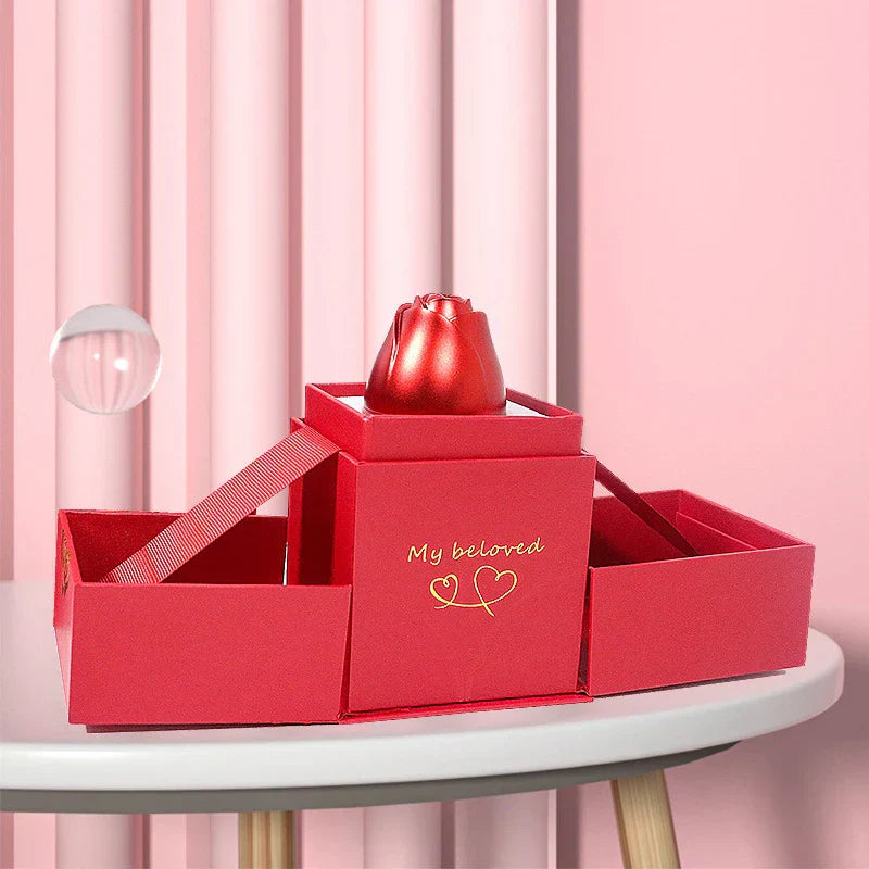 Lifting Rose Gift Box Jewelry Display for Women